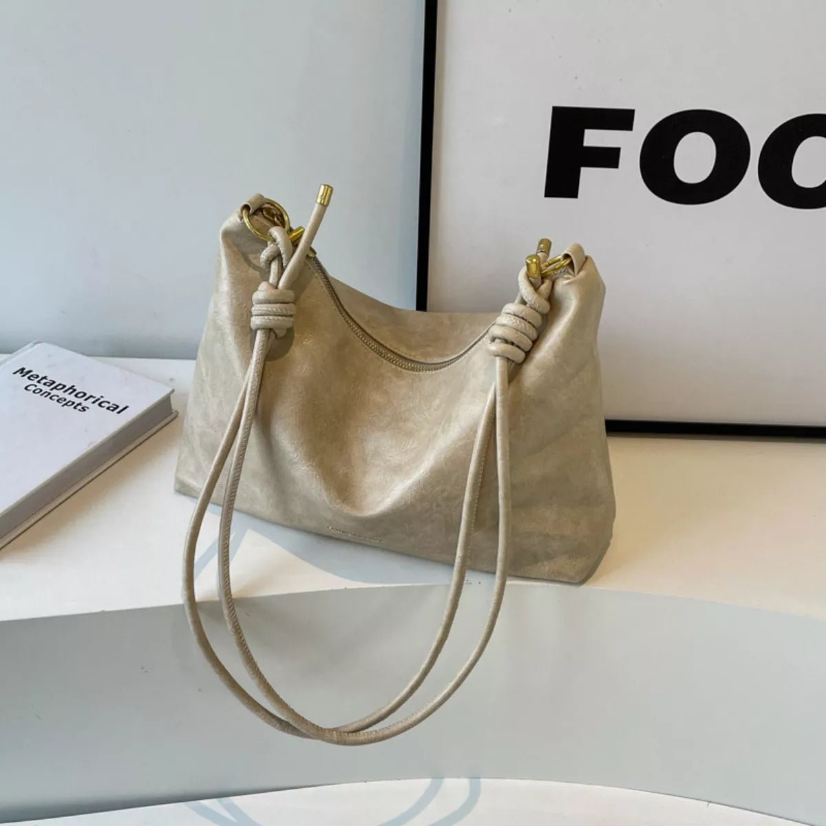 Knotted Strap Leather Handbag - Flip Flop Dynasty