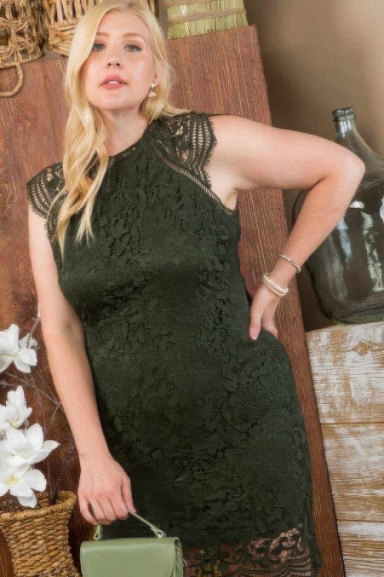 Lace Crochet Mini Raglan Dress With Zipper Back - Flip Flop Dynasty
