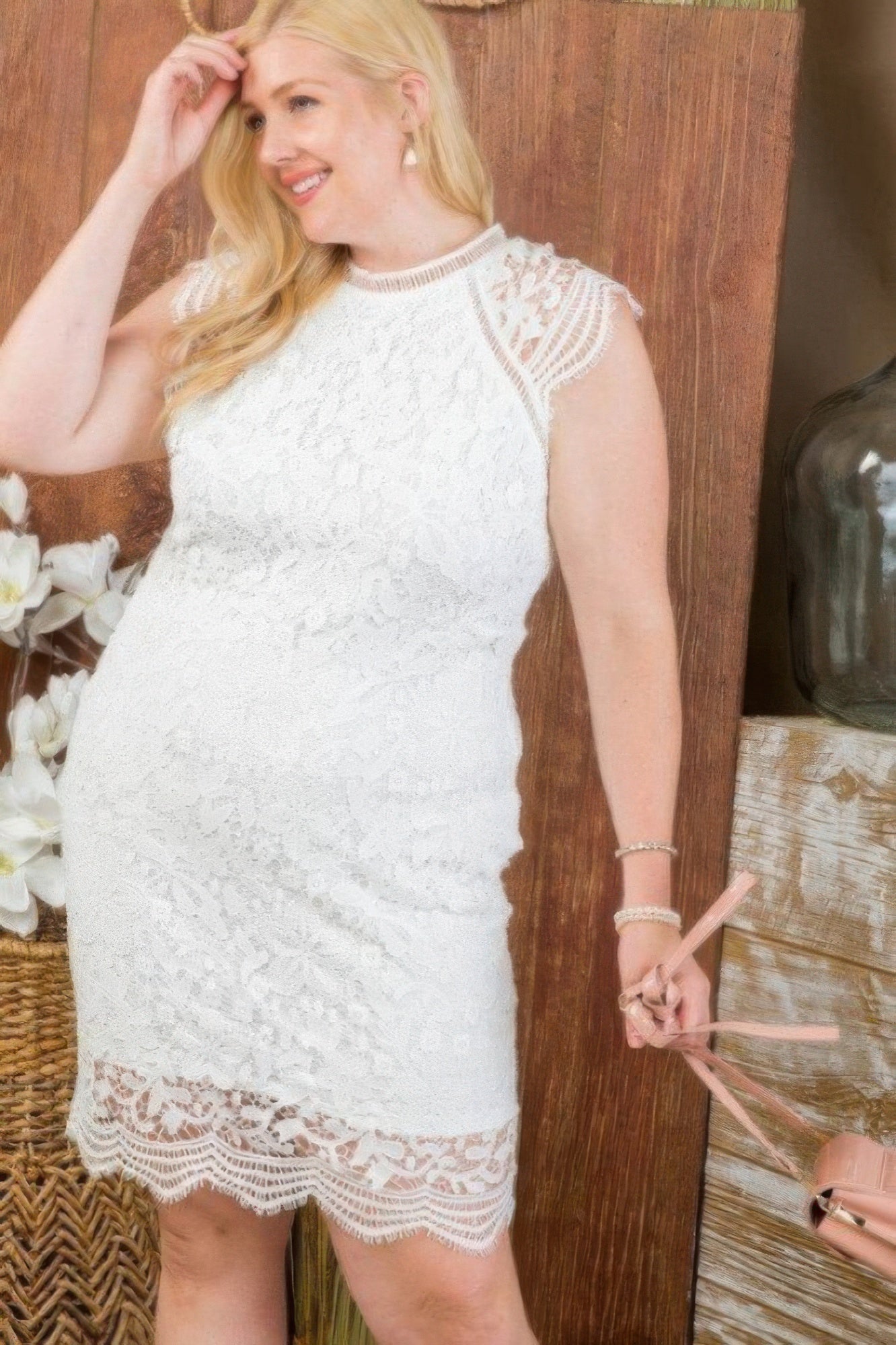 Lace Crochet Mini Raglan Dress With Zipper Back - Flip Flop Dynasty