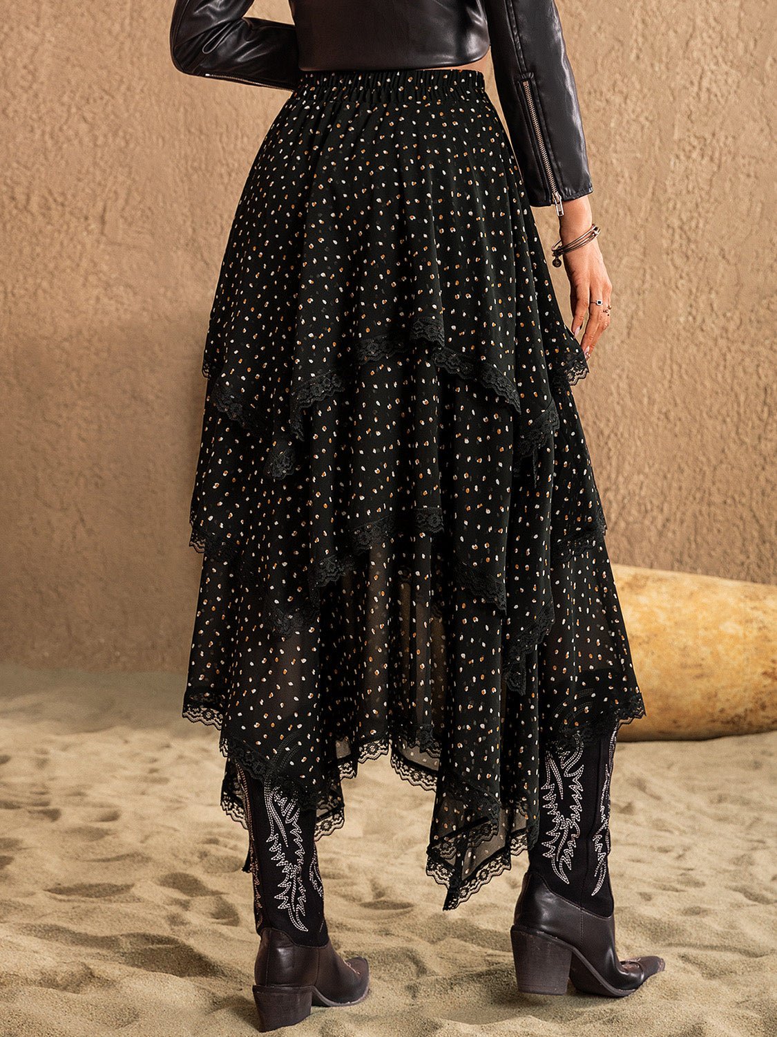 Lace Detail Layered Midi Skirt - Flip Flop Dynasty