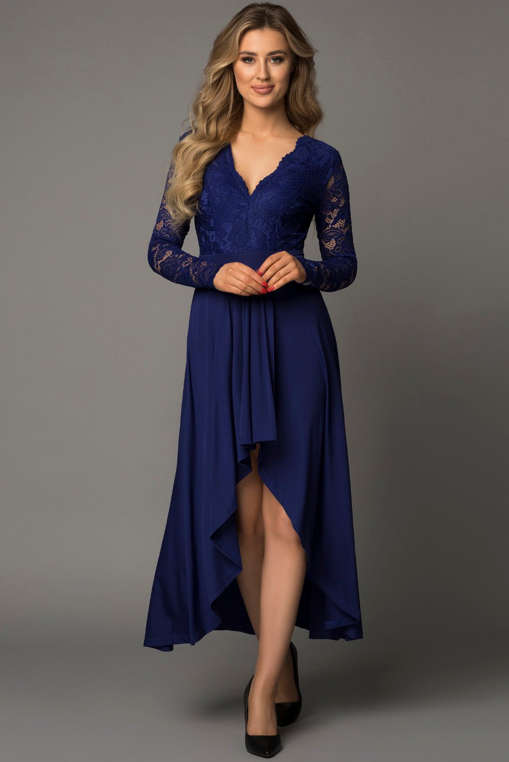 Lace High - Low V - Neck Dress - Flip Flop Dynasty