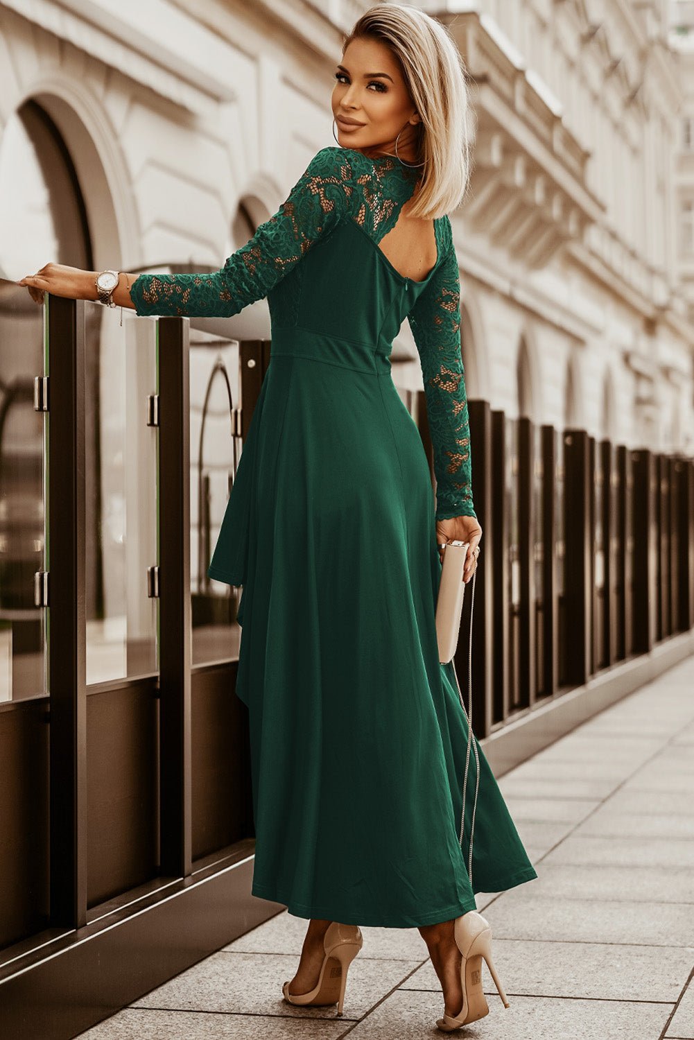 Lace High - Low V - Neck Dress - Flip Flop Dynasty