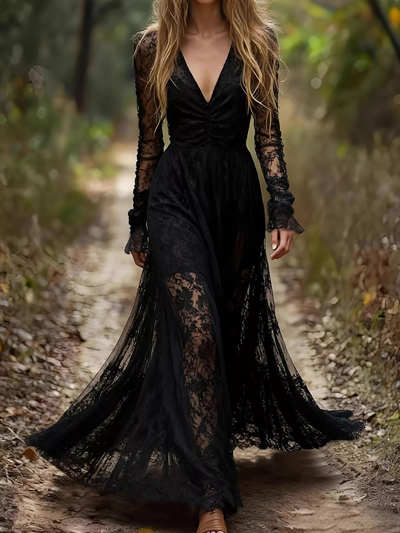 Lace Long Sleeve Maxi Dress - Flip Flop Dynasty