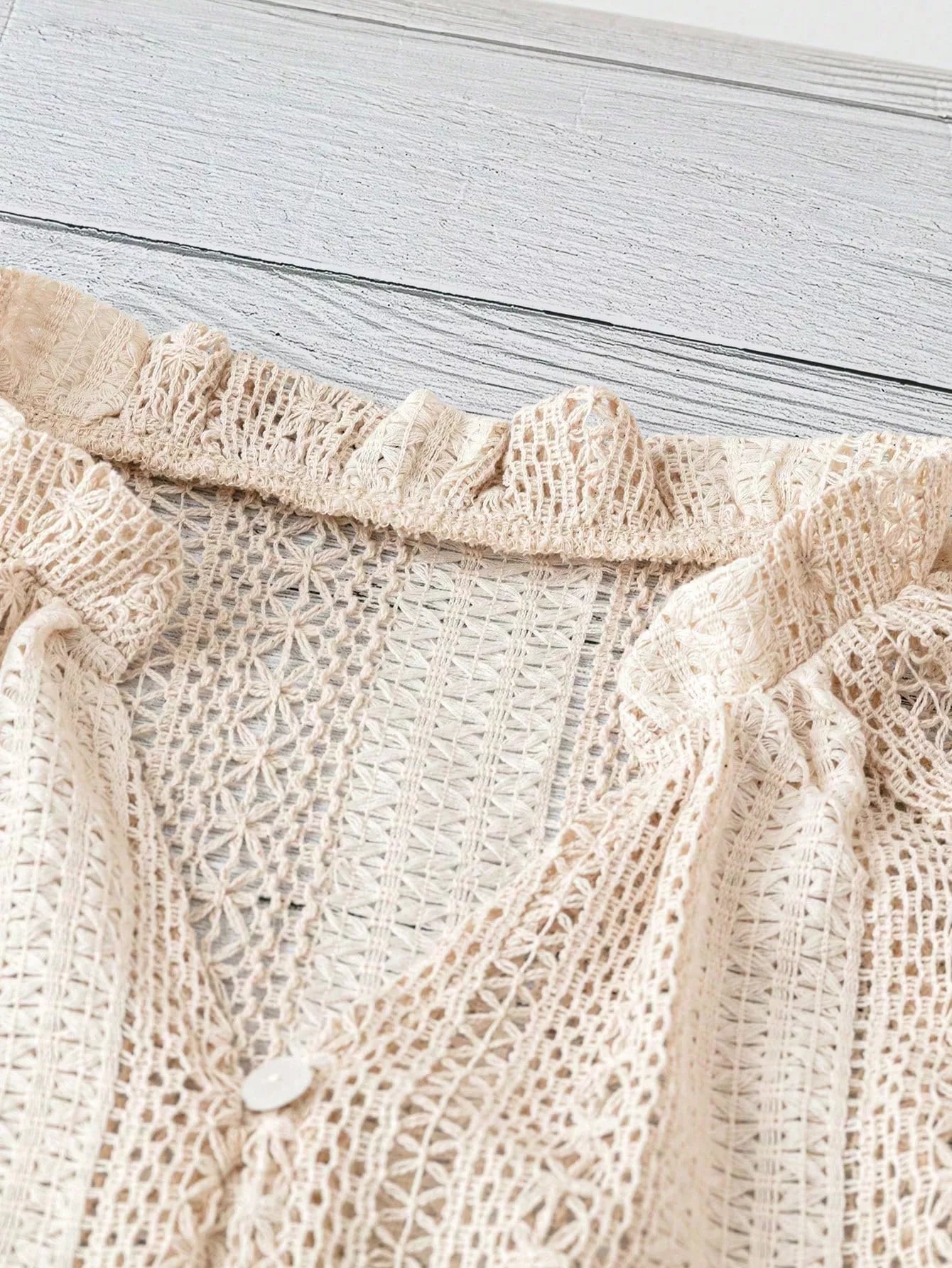 Lace Notched Long Sleeve Shirt - Flip Flop Dynasty