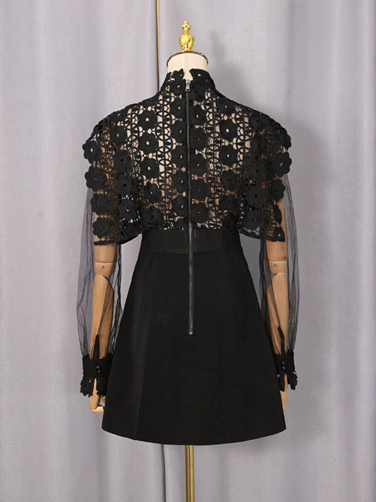 Lace Sheer Sleeve Mini Dress - Flip Flop Dynasty