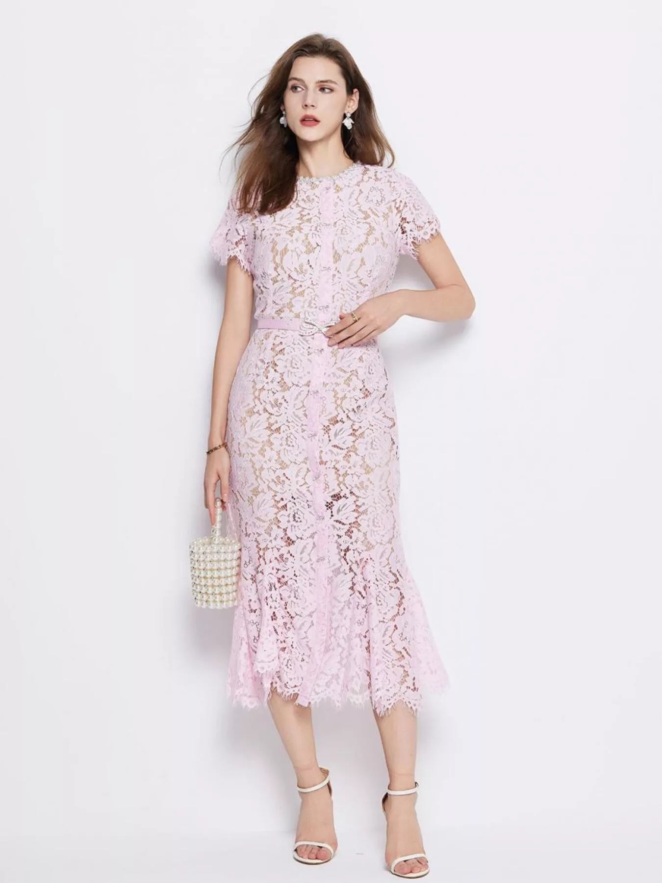 Lace Short Sleeve Mermaid Dress - Flip Flop Dynasty