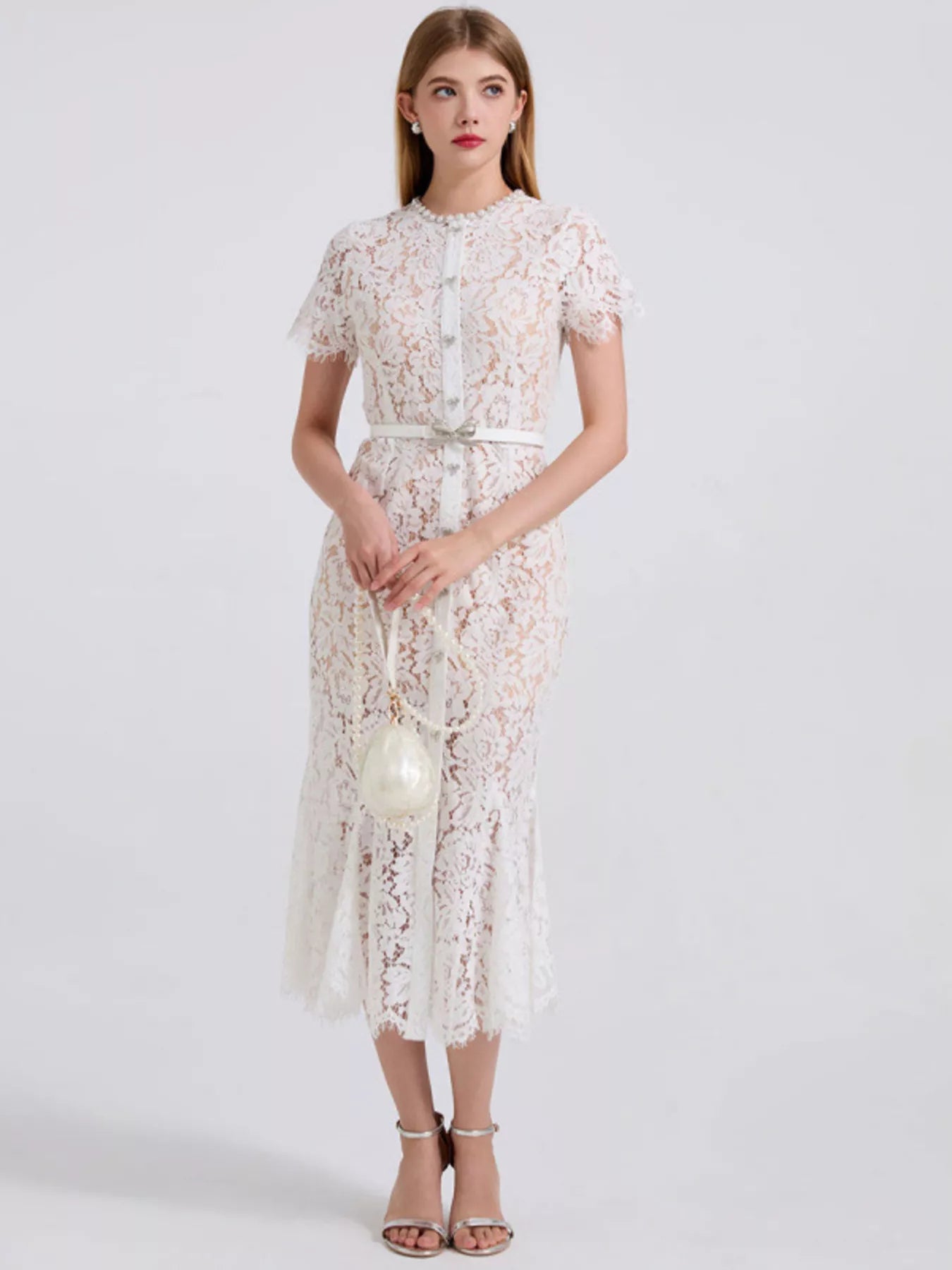Lace Short Sleeve Mermaid Dress - Flip Flop Dynasty