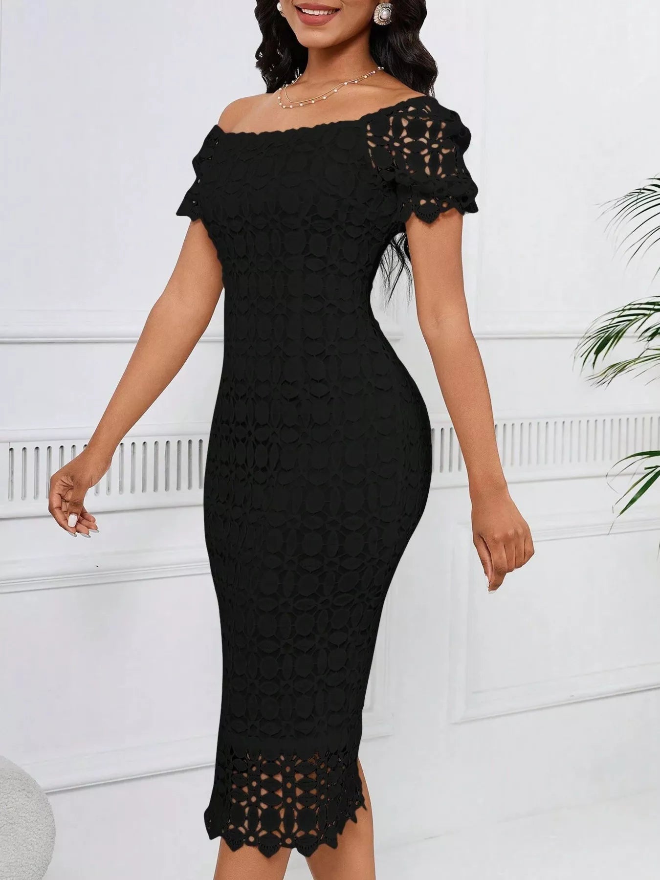 Lace Short Sleeve Midi Dress - Flip Flop Dynasty