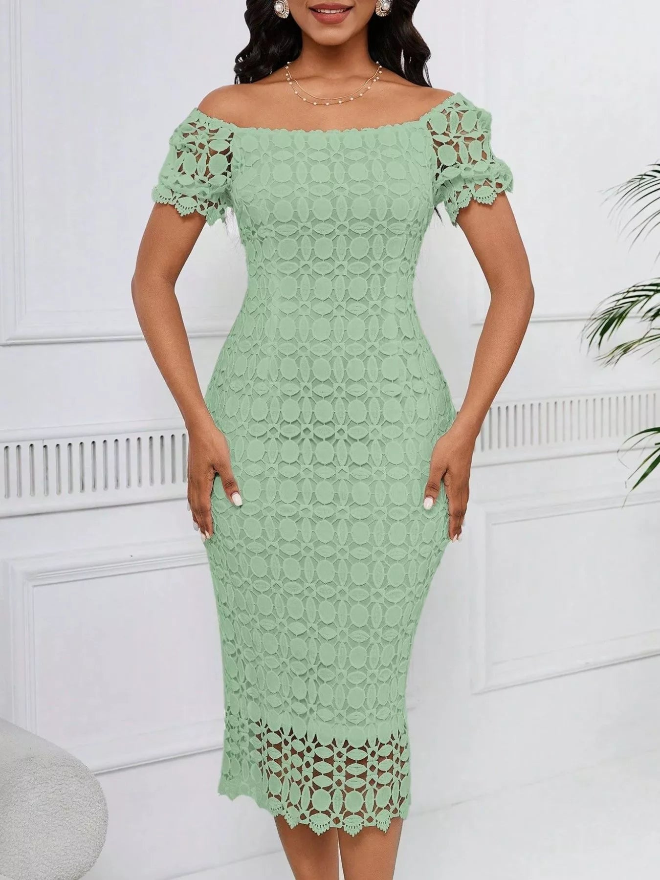Lace Short Sleeve Midi Dress - Flip Flop Dynasty
