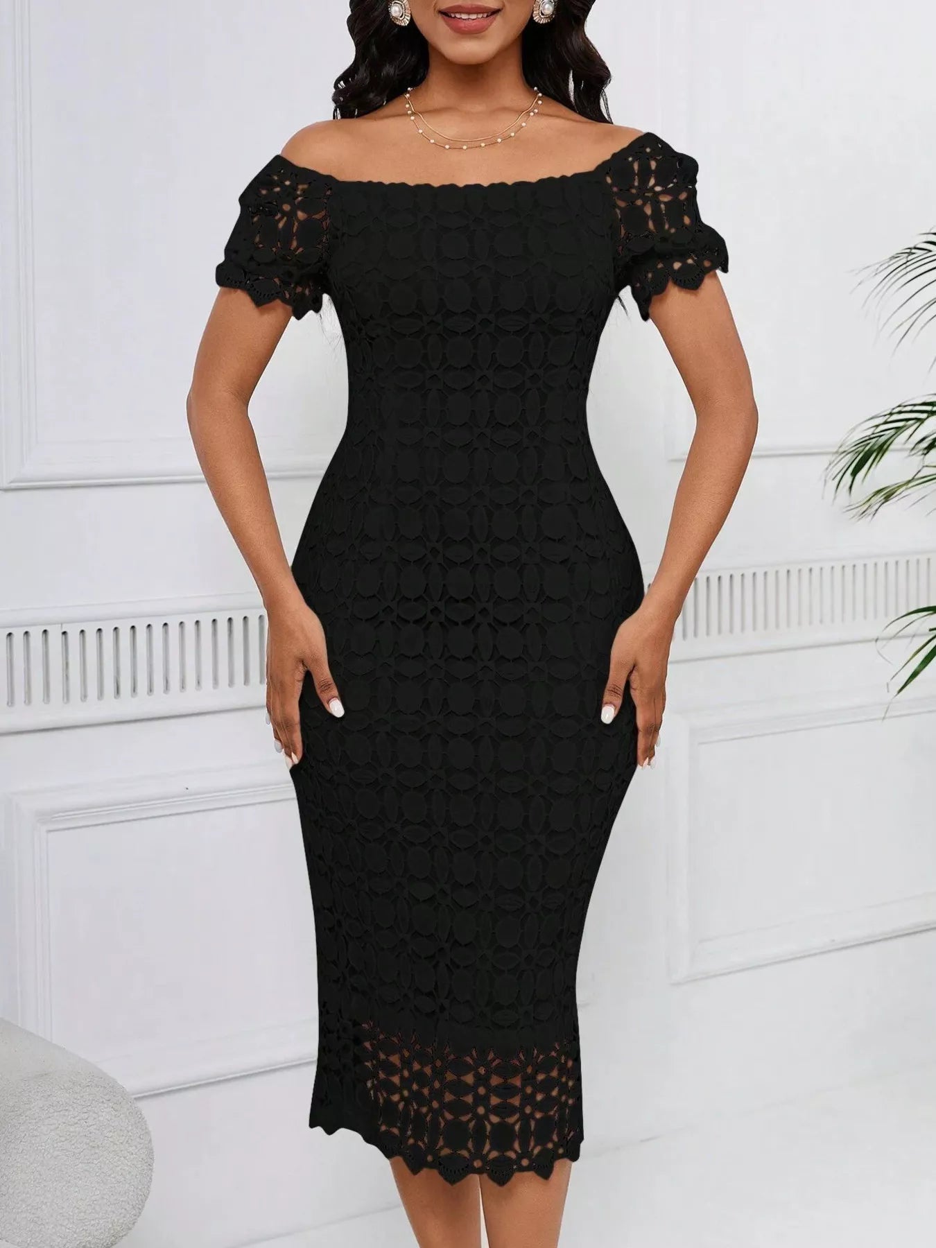 Lace Short Sleeve Midi Dress - Flip Flop Dynasty
