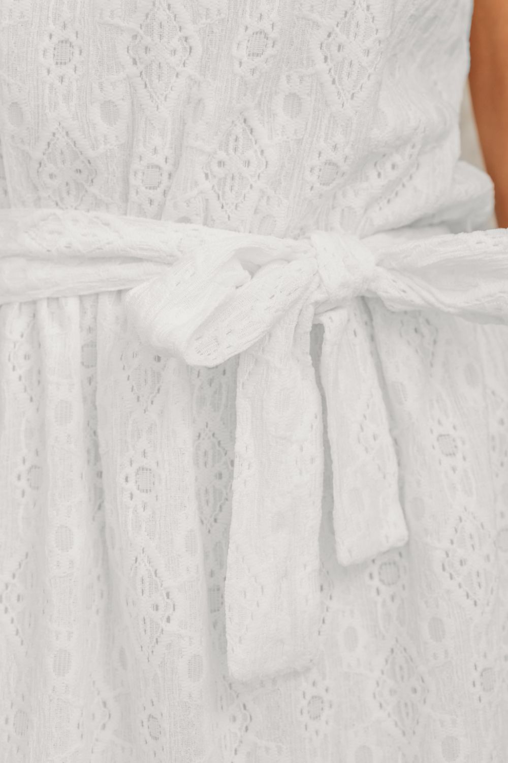 Lace Sleeveless Tied Waist Mini Dress - Flip Flop Dynasty