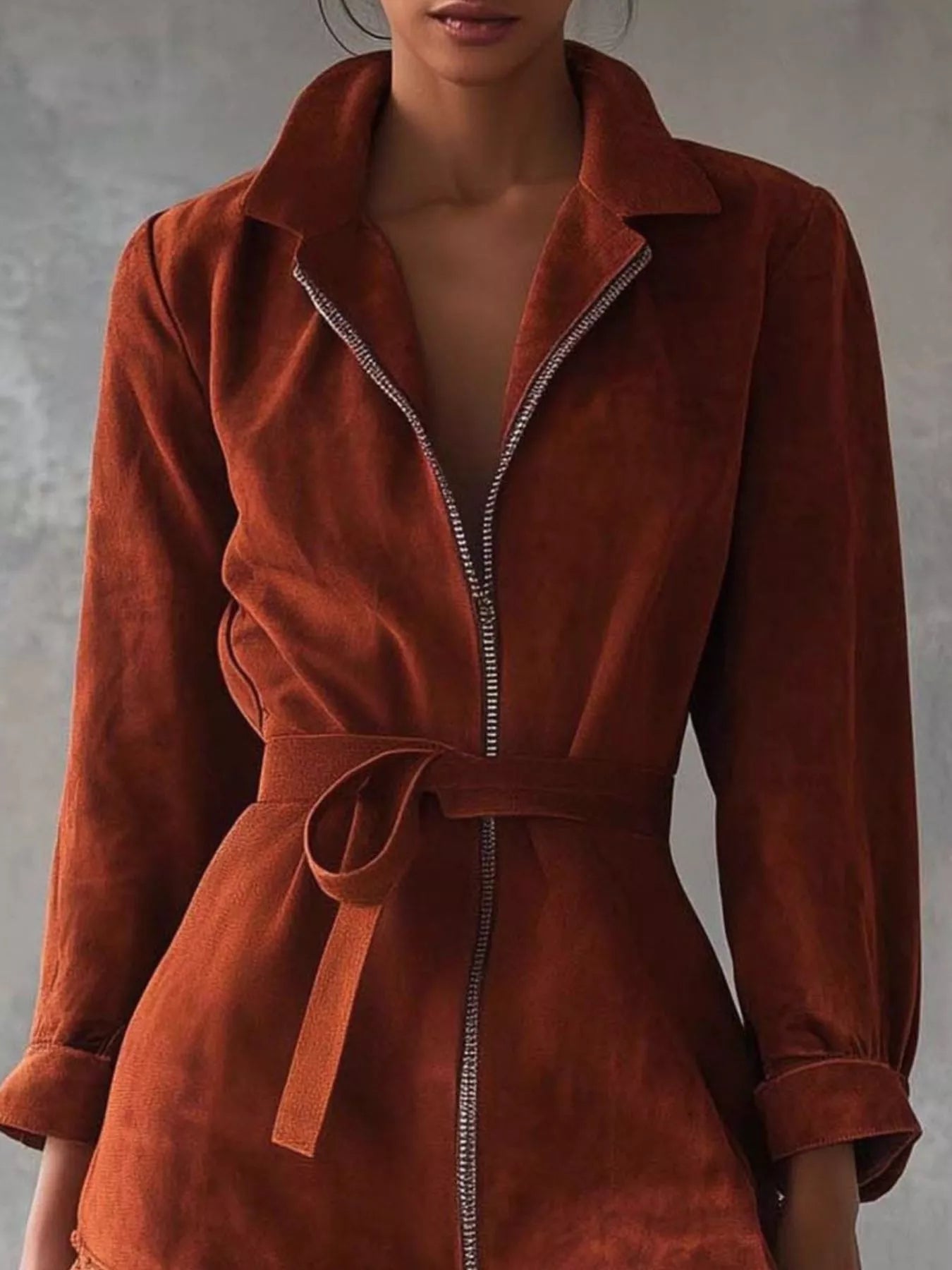 Lace - Trim Zip Front Dress - Flip Flop Dynasty