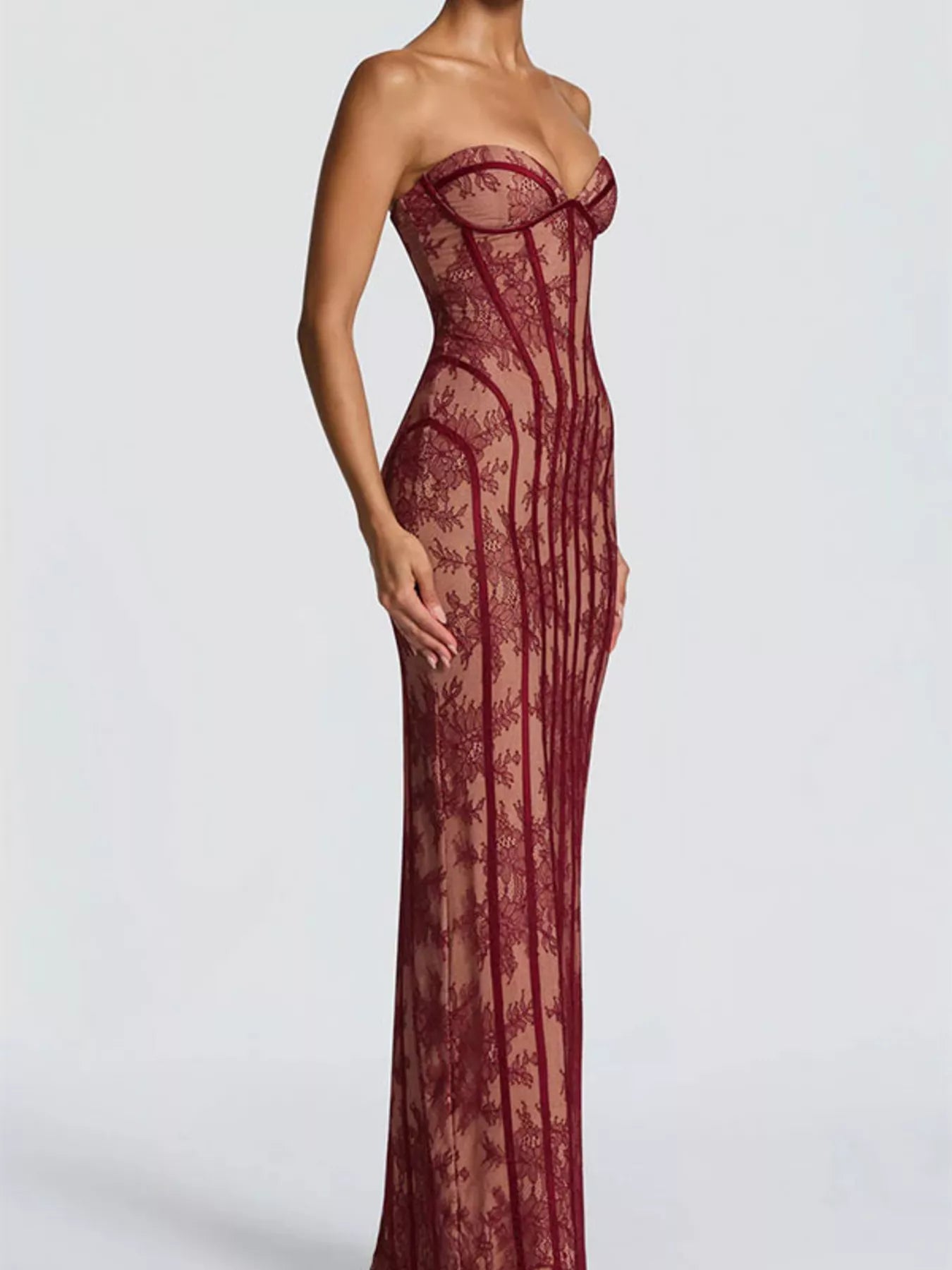 Lace Up Back Strapless Maxi Dress - Flip Flop Dynasty