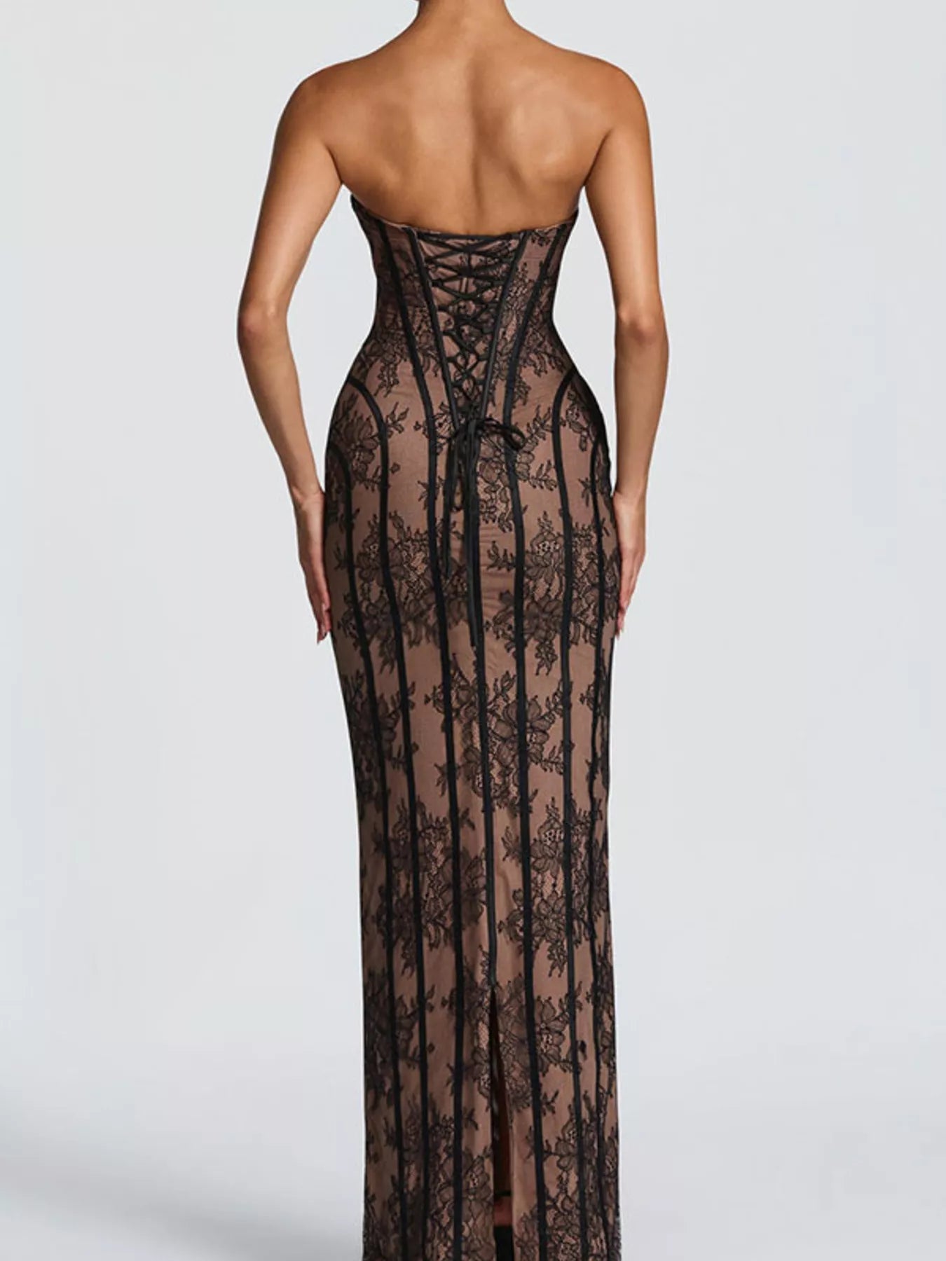 Lace Up Back Strapless Maxi Dress - Flip Flop Dynasty