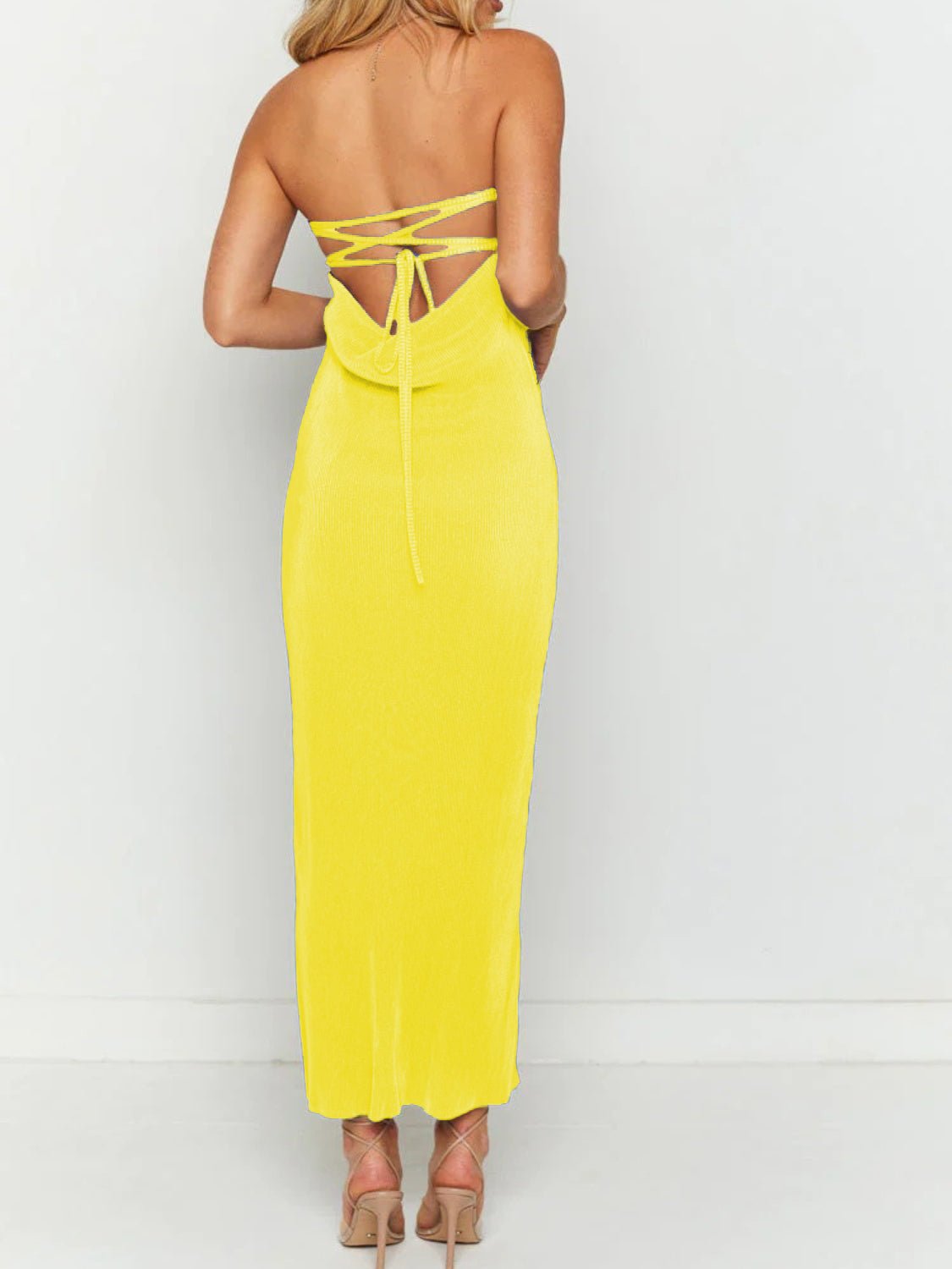 Lace - Up Back Tube Maxi Dress - Flip Flop Dynasty