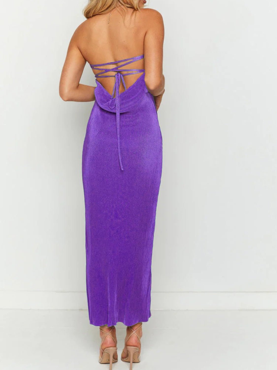 Lace - Up Back Tube Maxi Dress - Flip Flop Dynasty