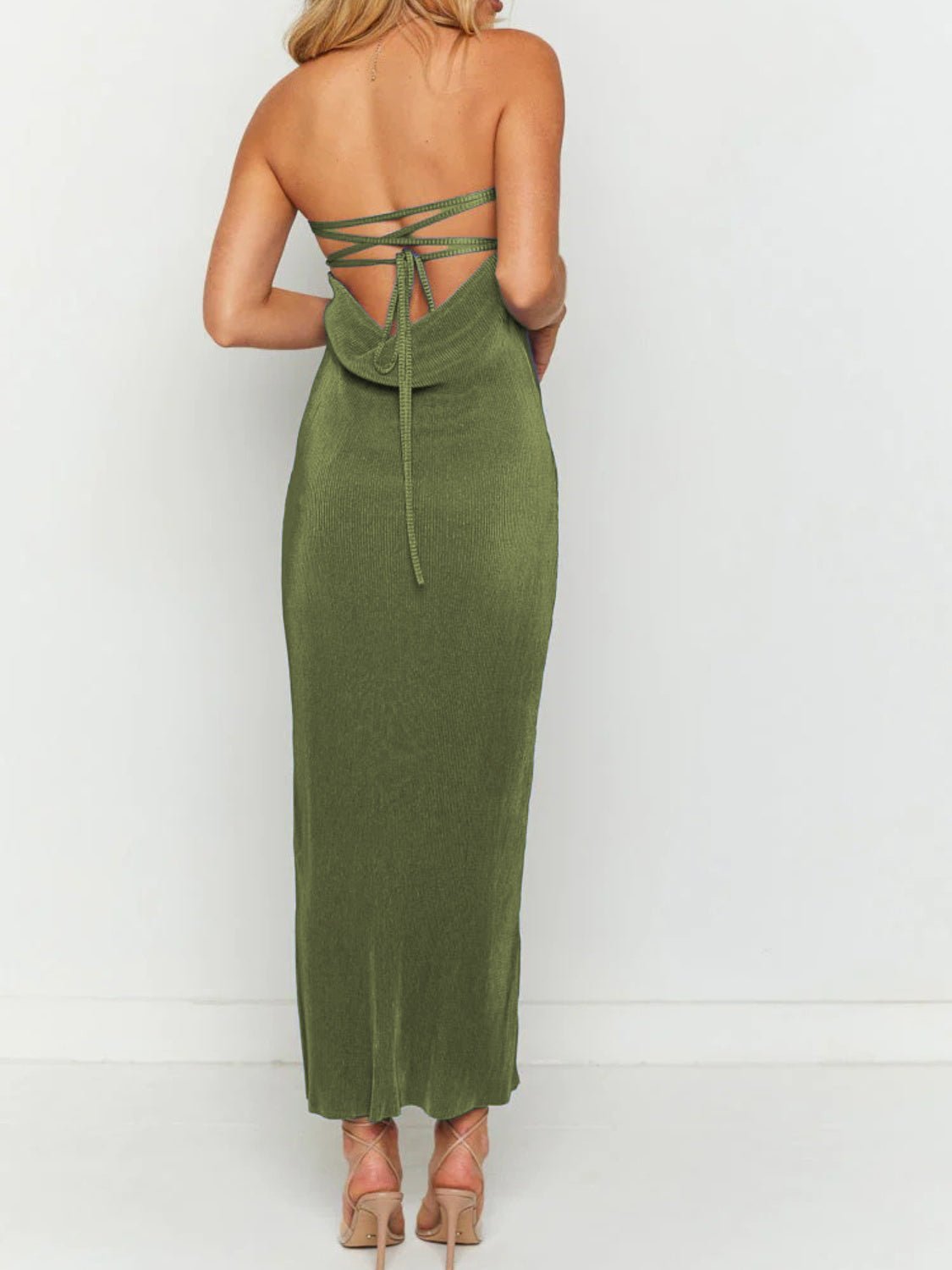 Lace - Up Back Tube Maxi Dress - Flip Flop Dynasty