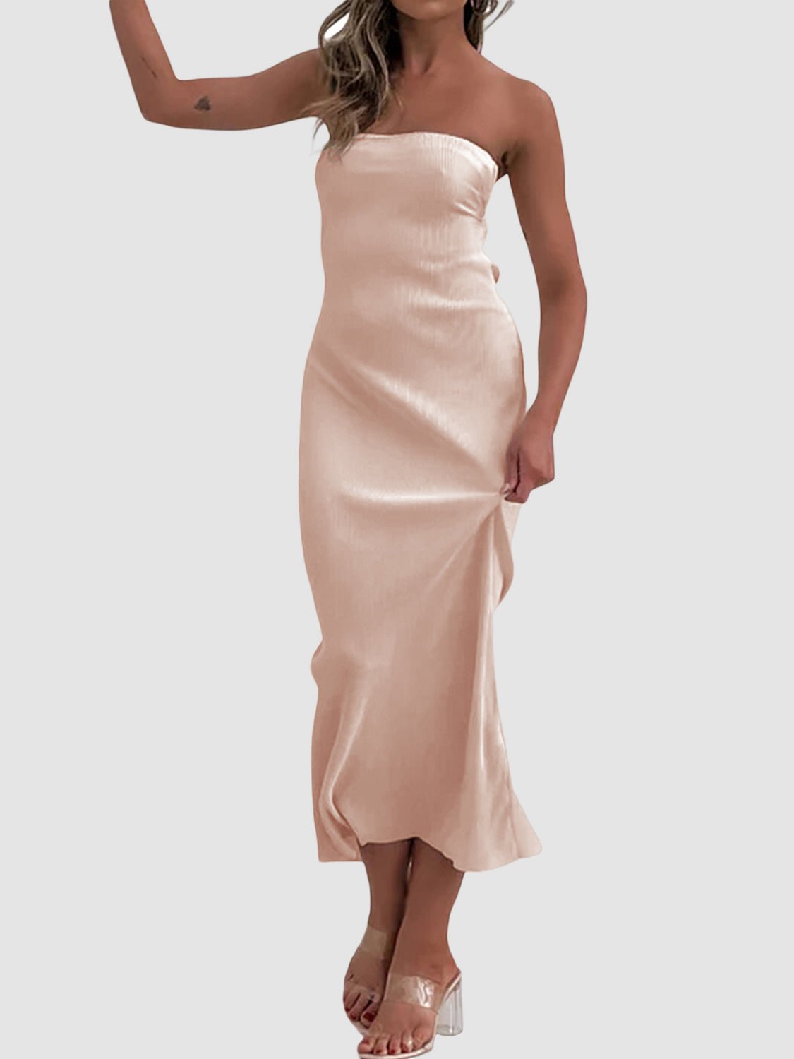 Lace - Up Back Tube Maxi Dress - Flip Flop Dynasty