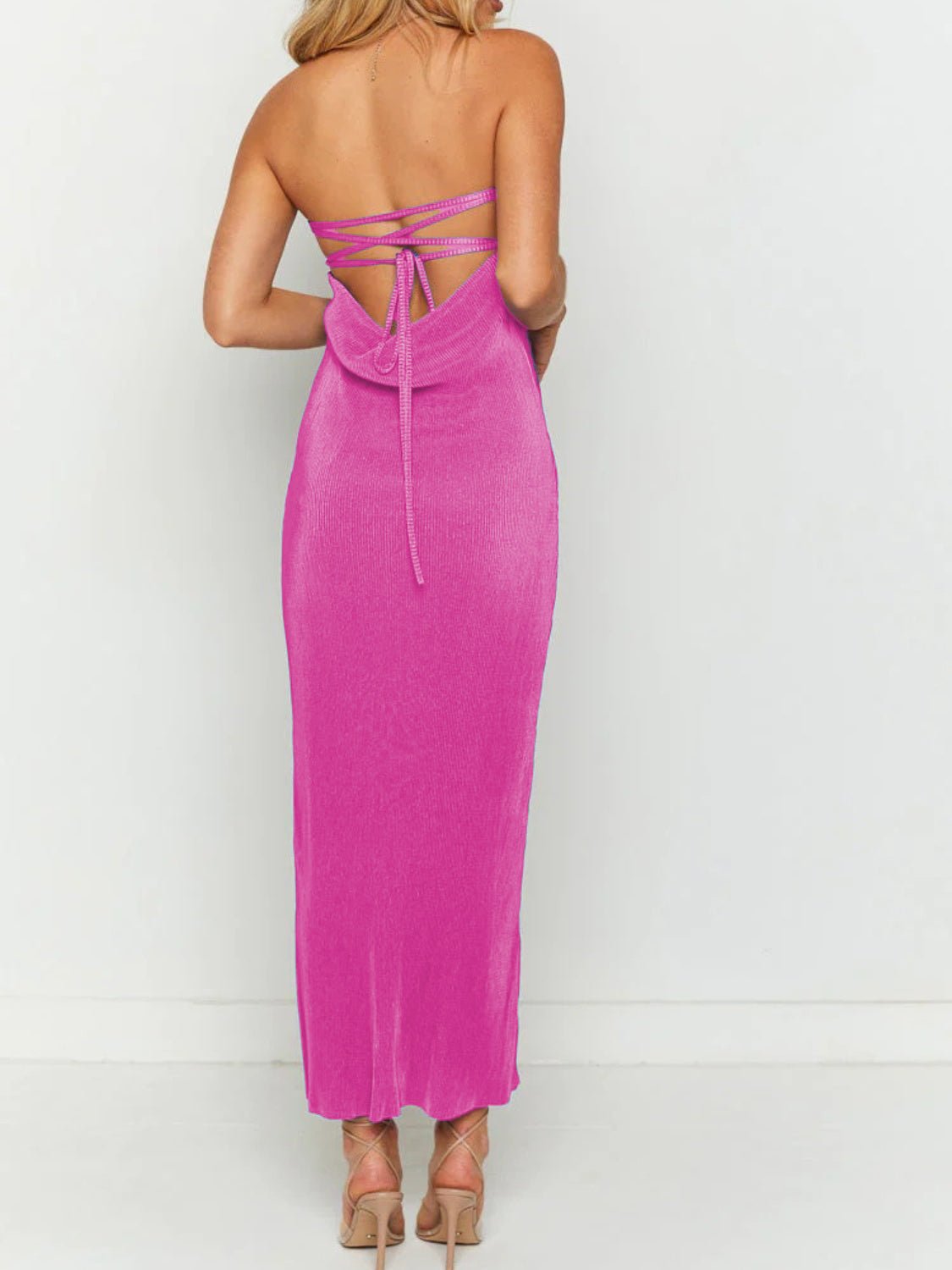 Lace - Up Back Tube Maxi Dress - Flip Flop Dynasty