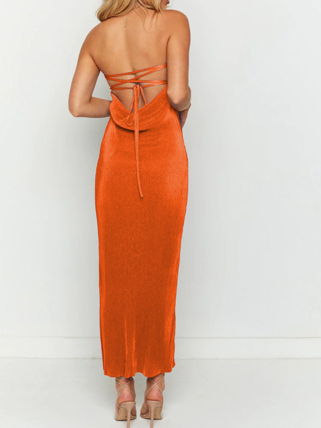 Lace - Up Back Tube Maxi Dress - Flip Flop Dynasty