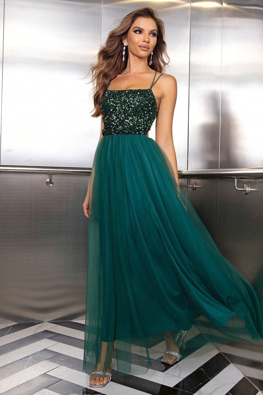 Lace - Up Backless Mesh Dress - Flip Flop Dynasty