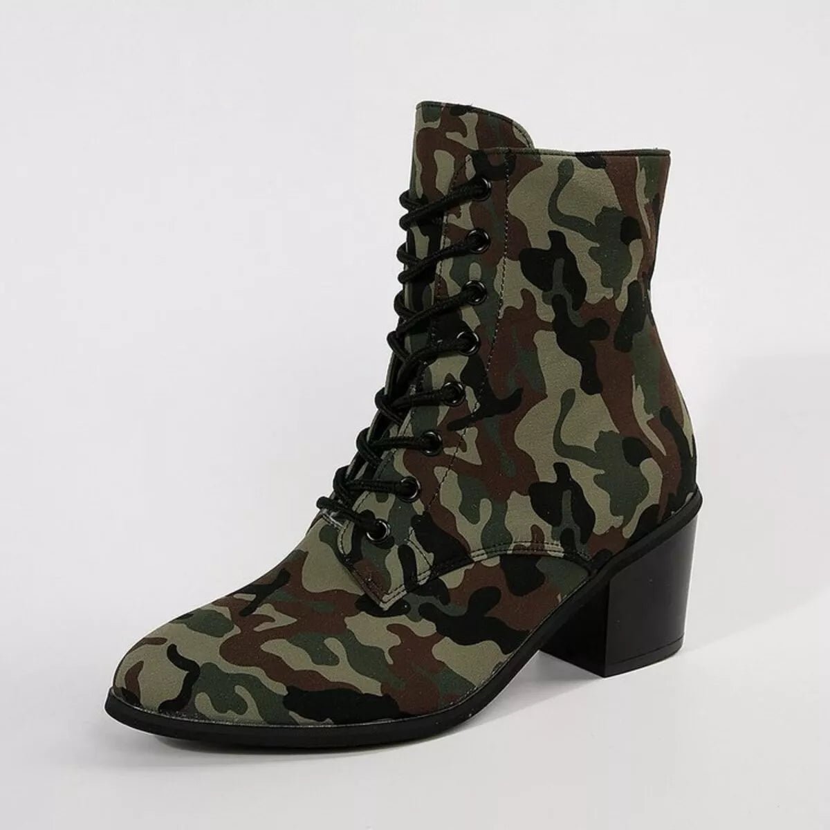 Lace Up Block Heels Boots - Flip Flop Dynasty