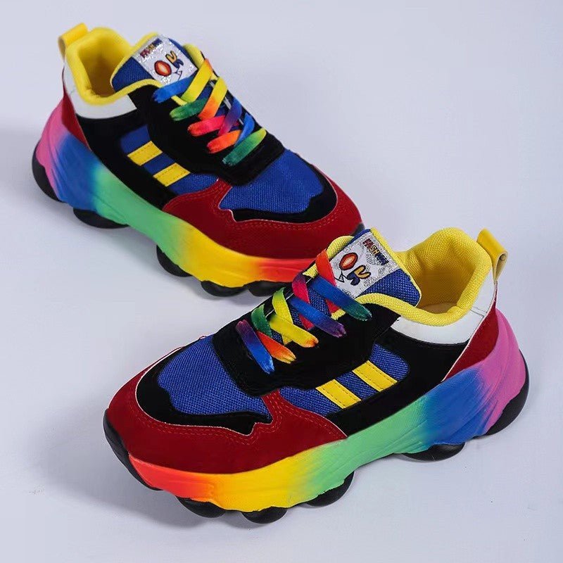 Lace - Up Mesh Round Toe Platform Sneakers - Flip Flop Dynasty