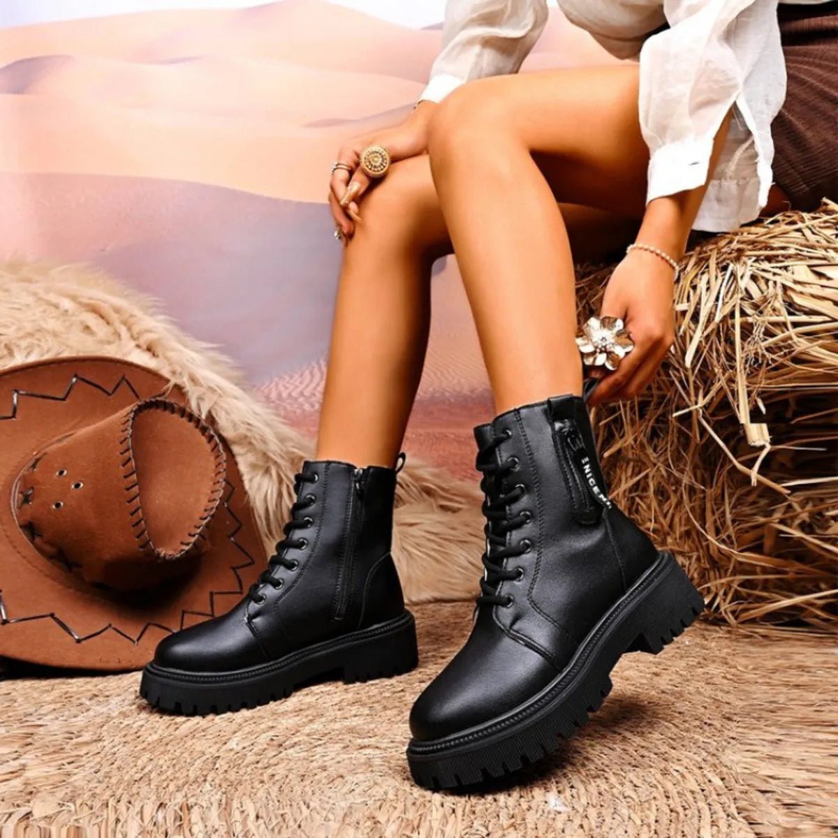 Lace - Up Platform Boots - Flip Flop Dynasty