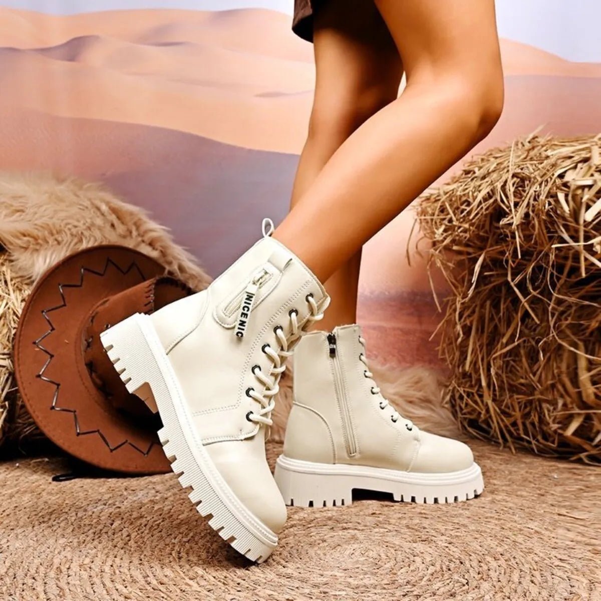Lace - Up Platform Boots - Flip Flop Dynasty