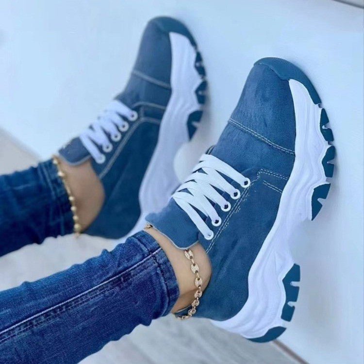 Lace - Up Round Neck Platform Sneakers - Flip Flop Dynasty