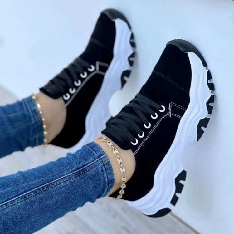 Lace - Up Round Neck Platform Sneakers - Flip Flop Dynasty