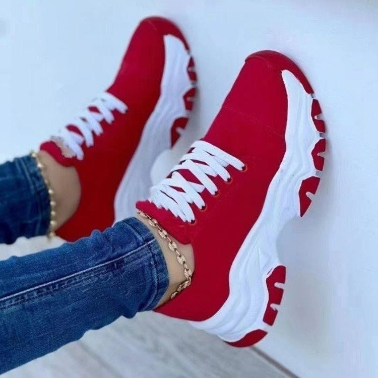 Lace - Up Round Neck Platform Sneakers - Flip Flop Dynasty