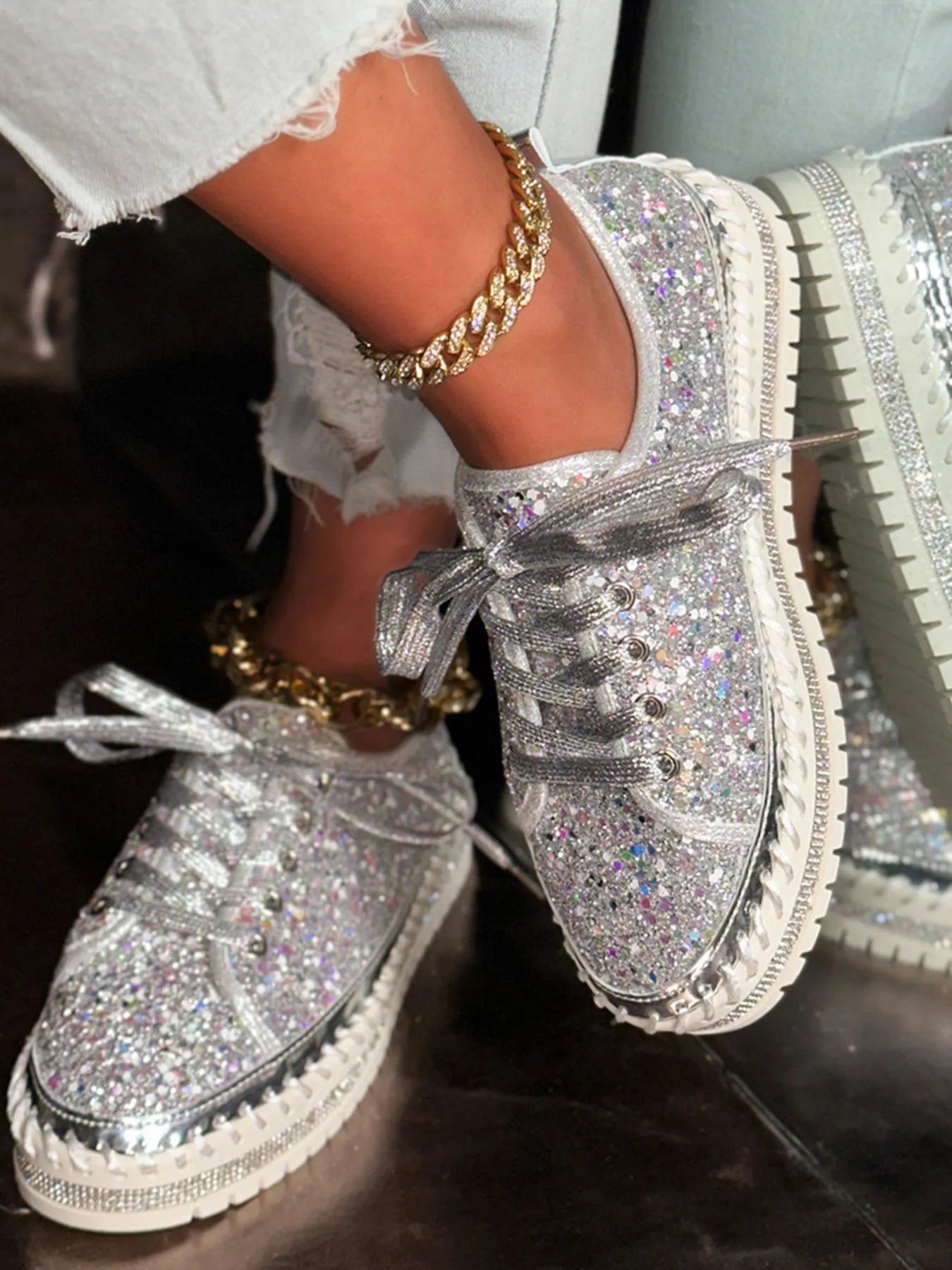 Lace Up Round Toe Platform Sneakers - Flip Flop Dynasty