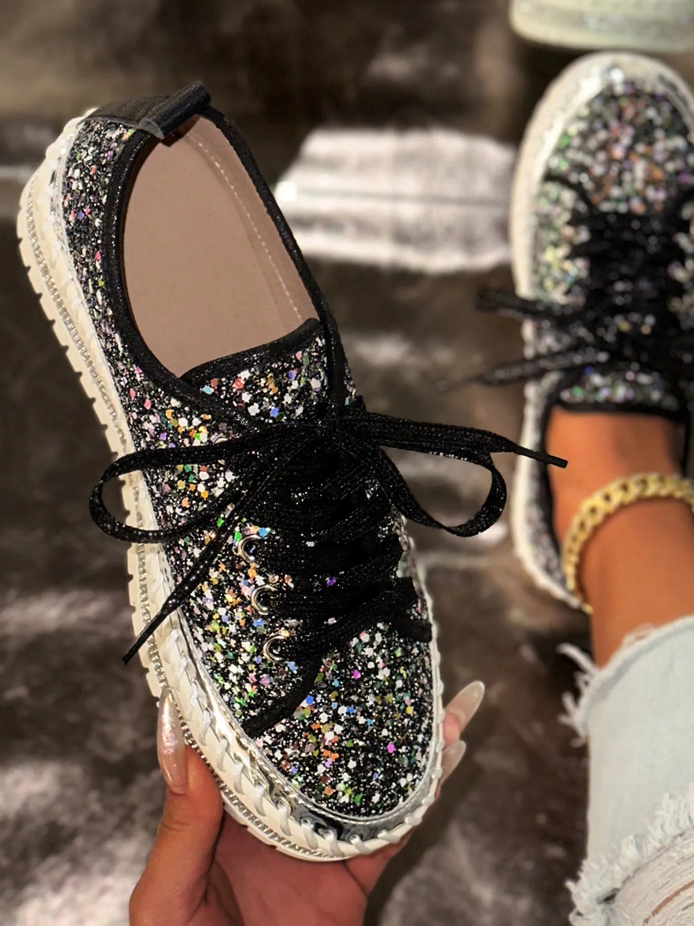 Lace Up Round Toe Platform Sneakers - Flip Flop Dynasty