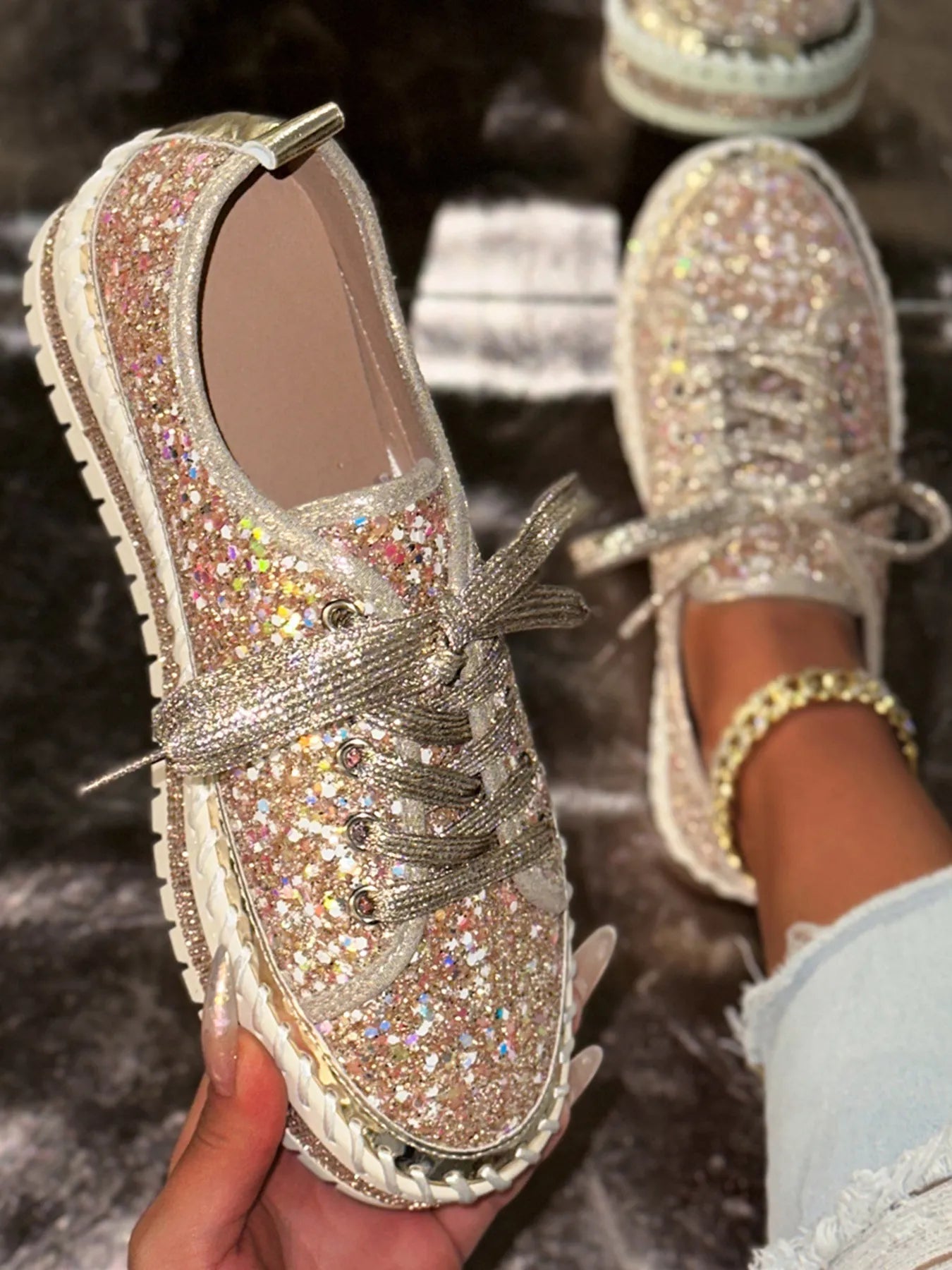 Lace Up Round Toe Platform Sneakers - Flip Flop Dynasty