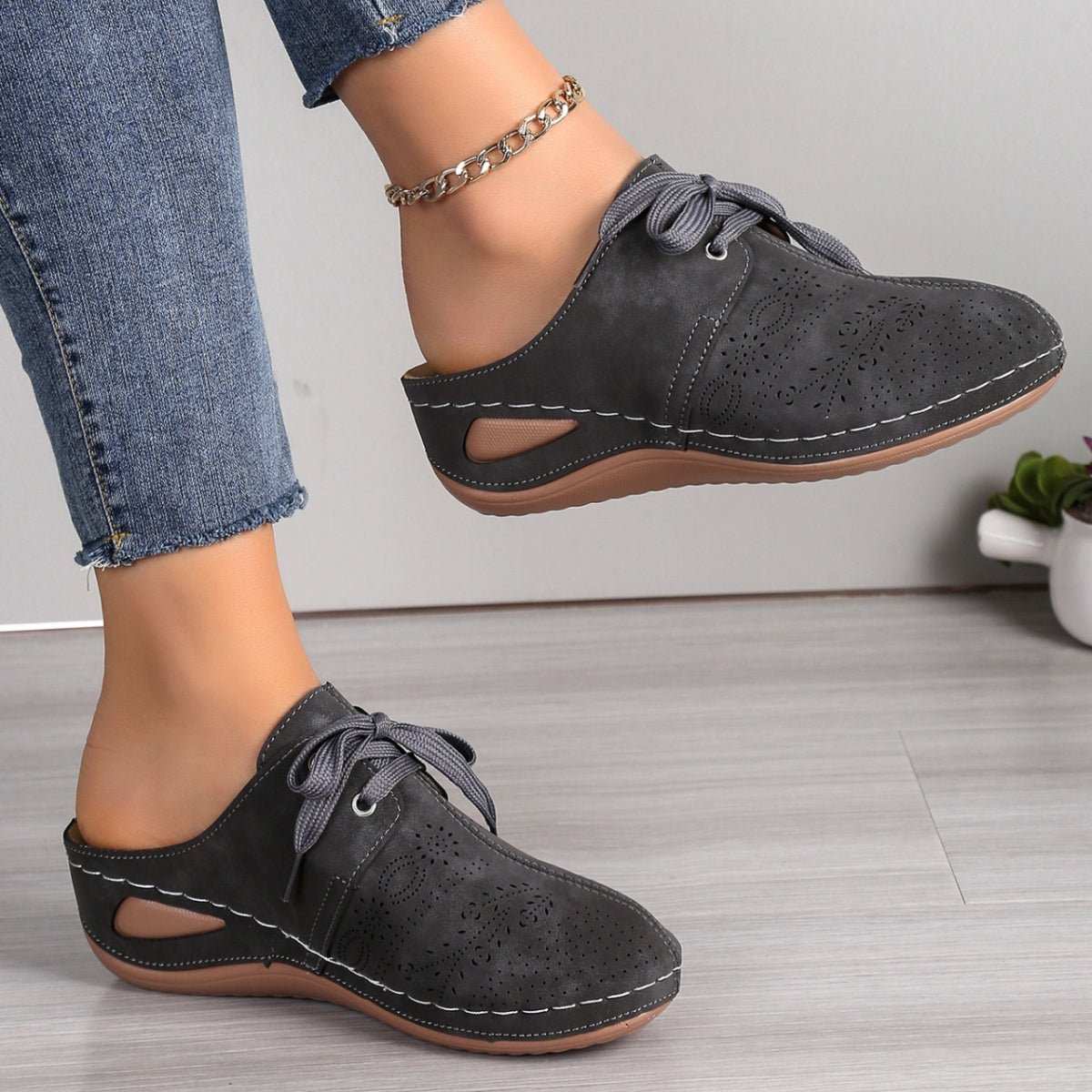 Lace - Up Round Toe Wedge Sandals - Flip Flop Dynasty