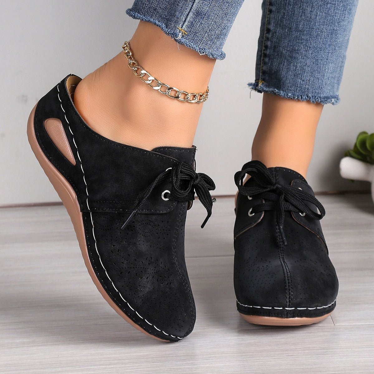 Lace - Up Round Toe Wedge Sandals - Flip Flop Dynasty