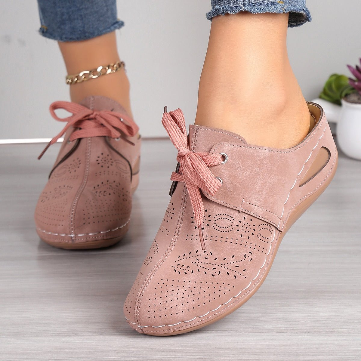 Lace - Up Round Toe Wedge Sandals - Flip Flop Dynasty