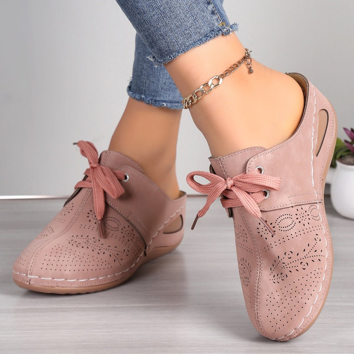 Lace - Up Round Toe Wedge Sandals - Flip Flop Dynasty