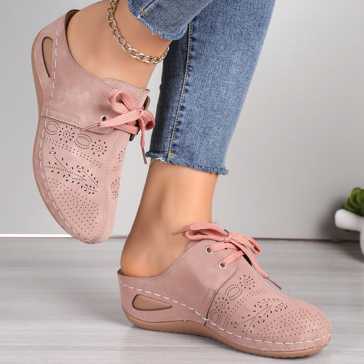 Lace - Up Round Toe Wedge Sandals - Flip Flop Dynasty