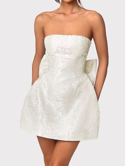 Lace - Up Sleeveless Satin Mini Dress with Bow - Flip Flop Dynasty