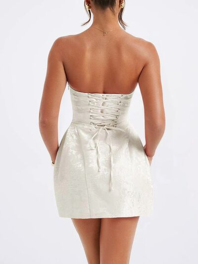 Lace - Up Sleeveless Satin Mini Dress with Bow - Flip Flop Dynasty