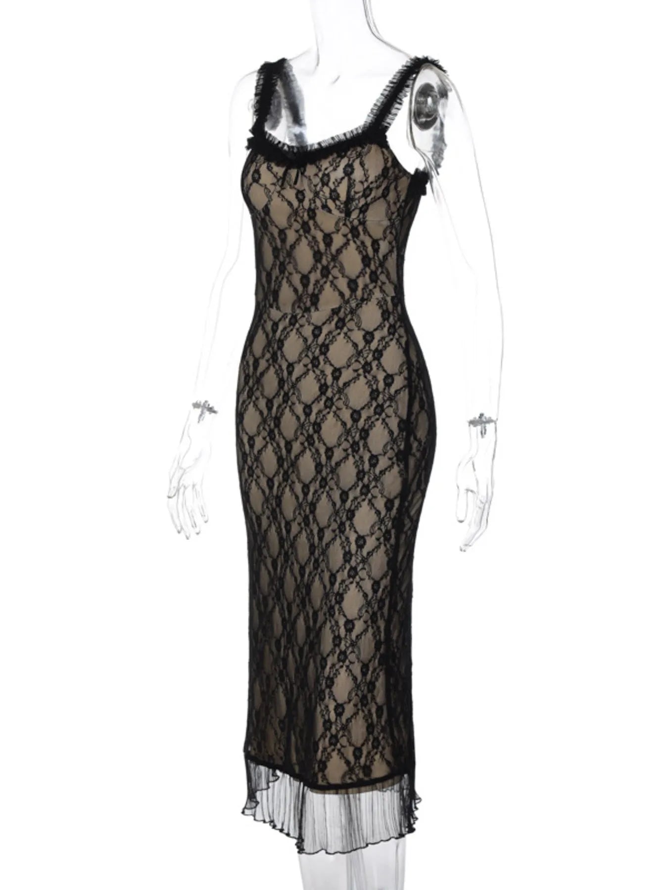 Lace V - Neck Midi Cami Dress - Flip Flop Dynasty