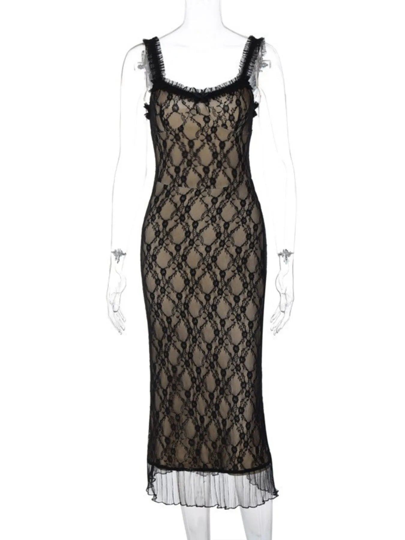 Lace V - Neck Midi Cami Dress - Flip Flop Dynasty