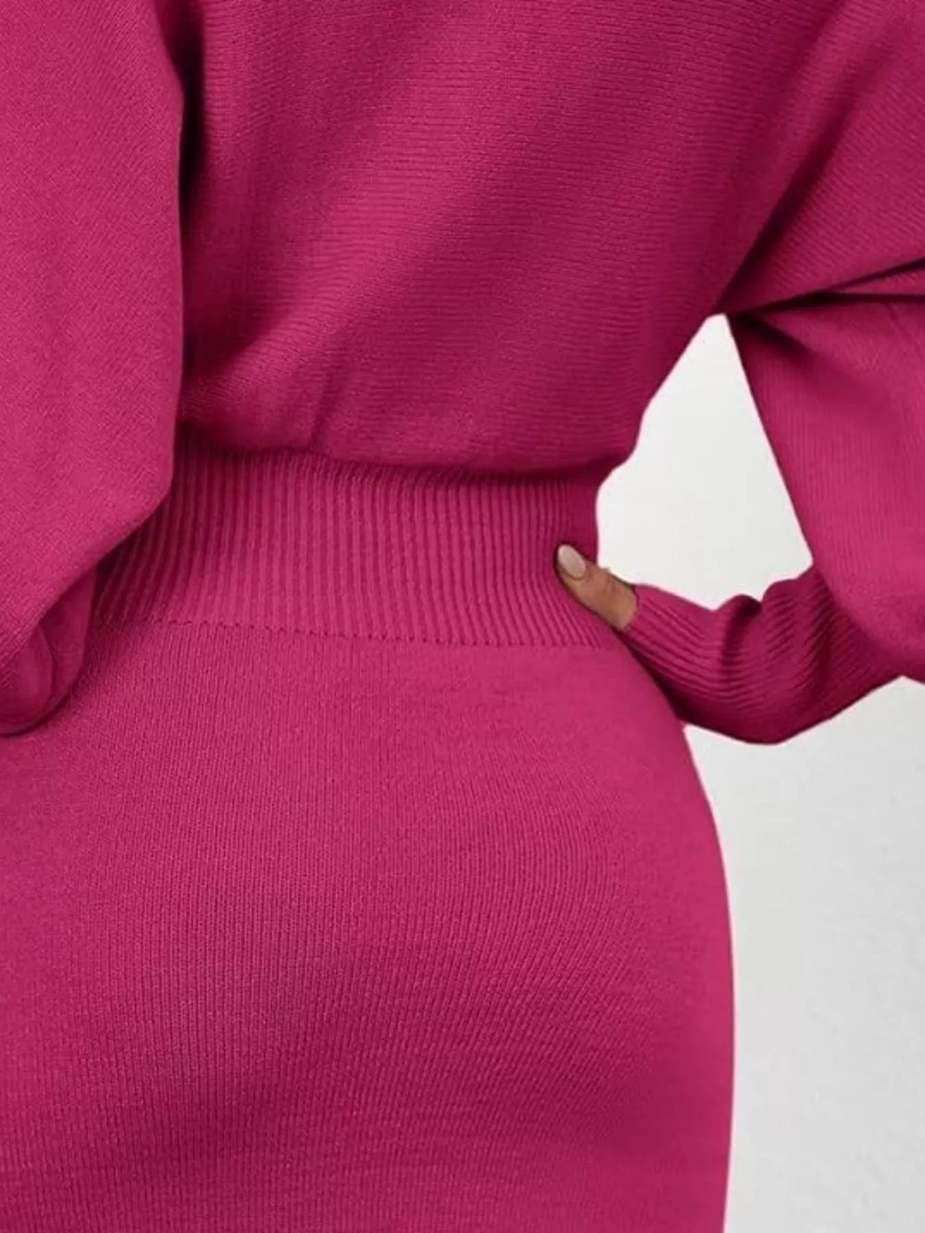 Lantern Sleeve Bodycon Sweater Dress - Flip Flop Dynasty