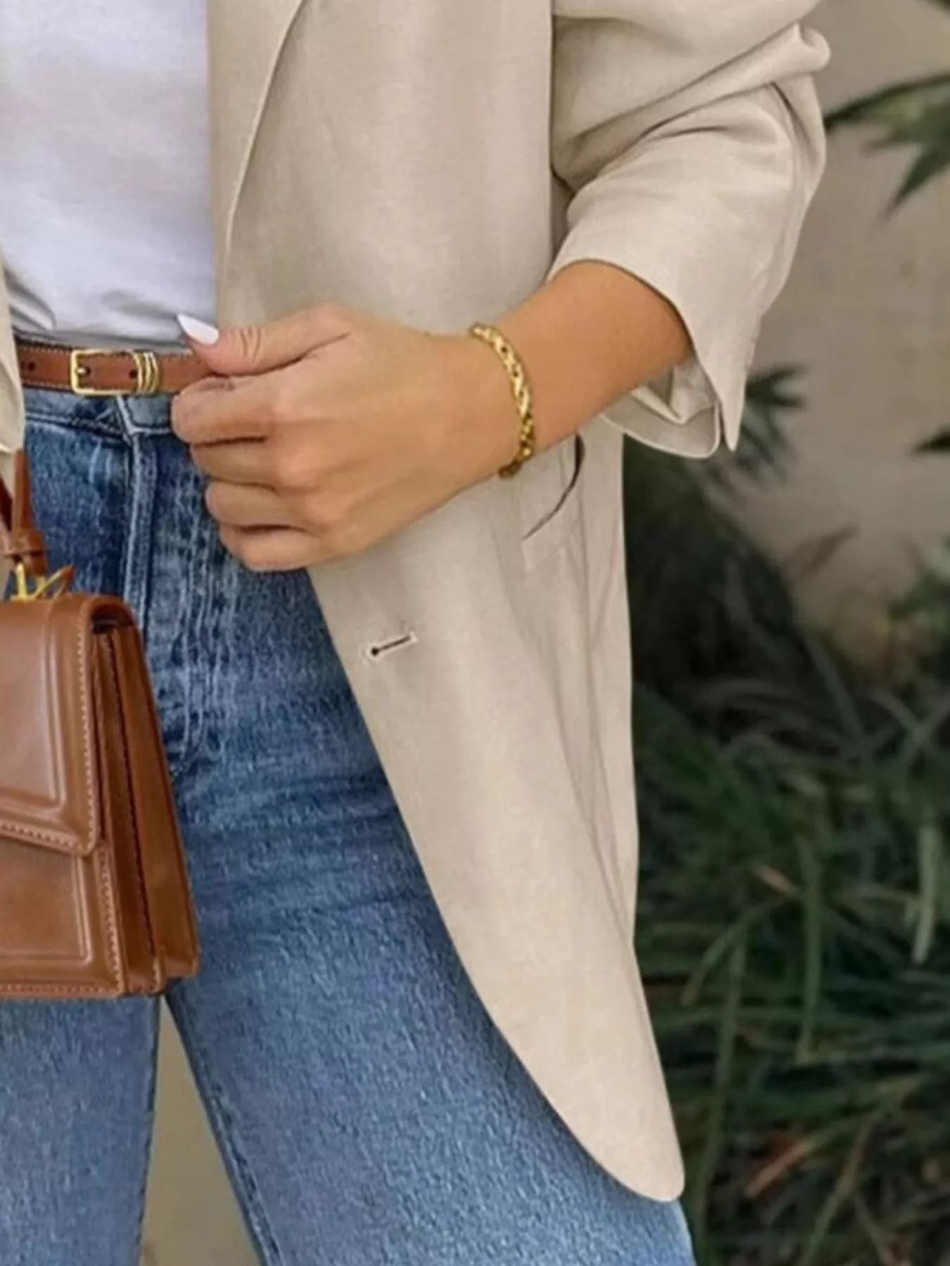 Lapel Collar Long Sleeve Blazer - Flip Flop Dynasty