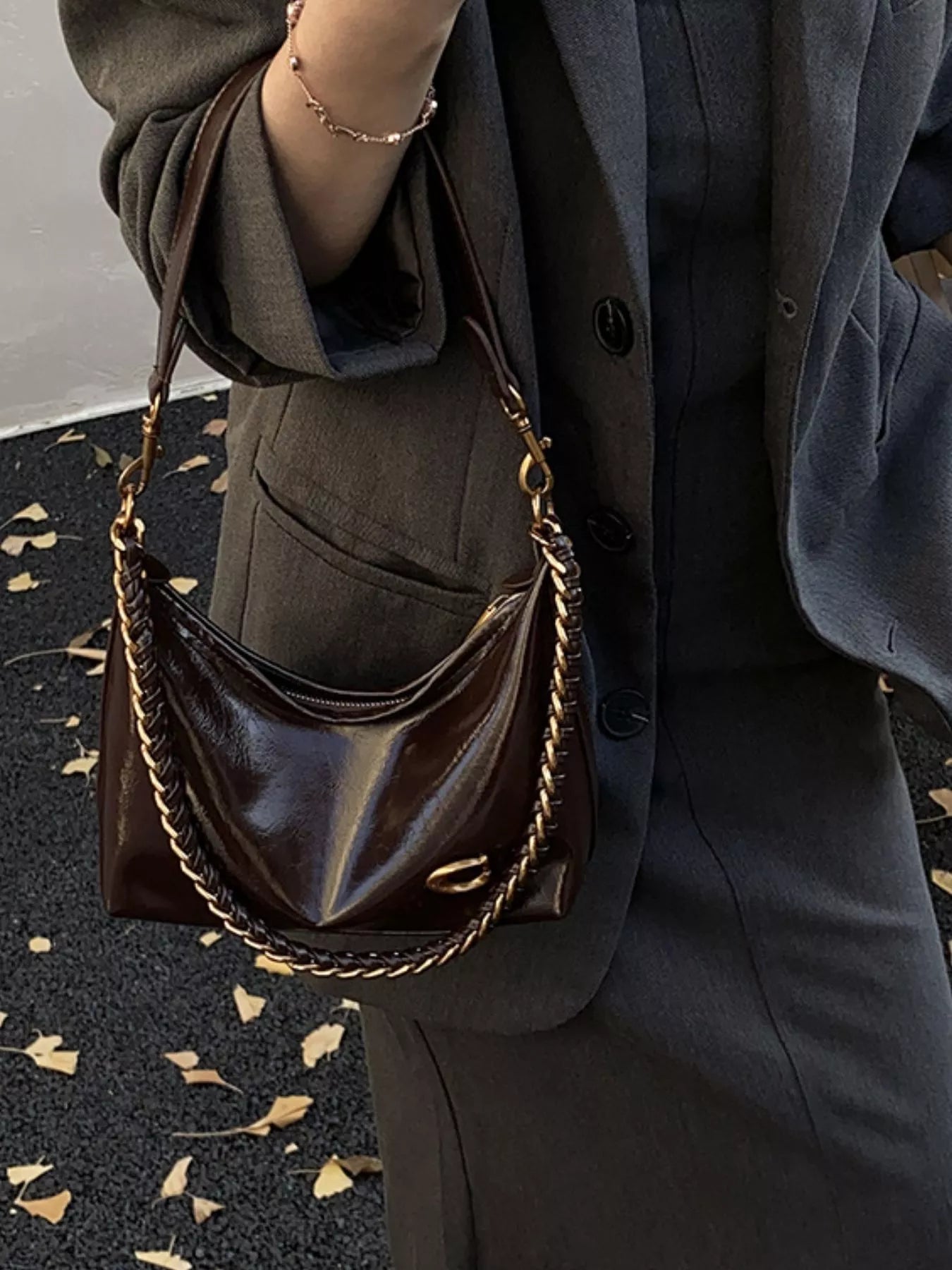 Leather Chain Shoulder Bag - Flip Flop Dynasty