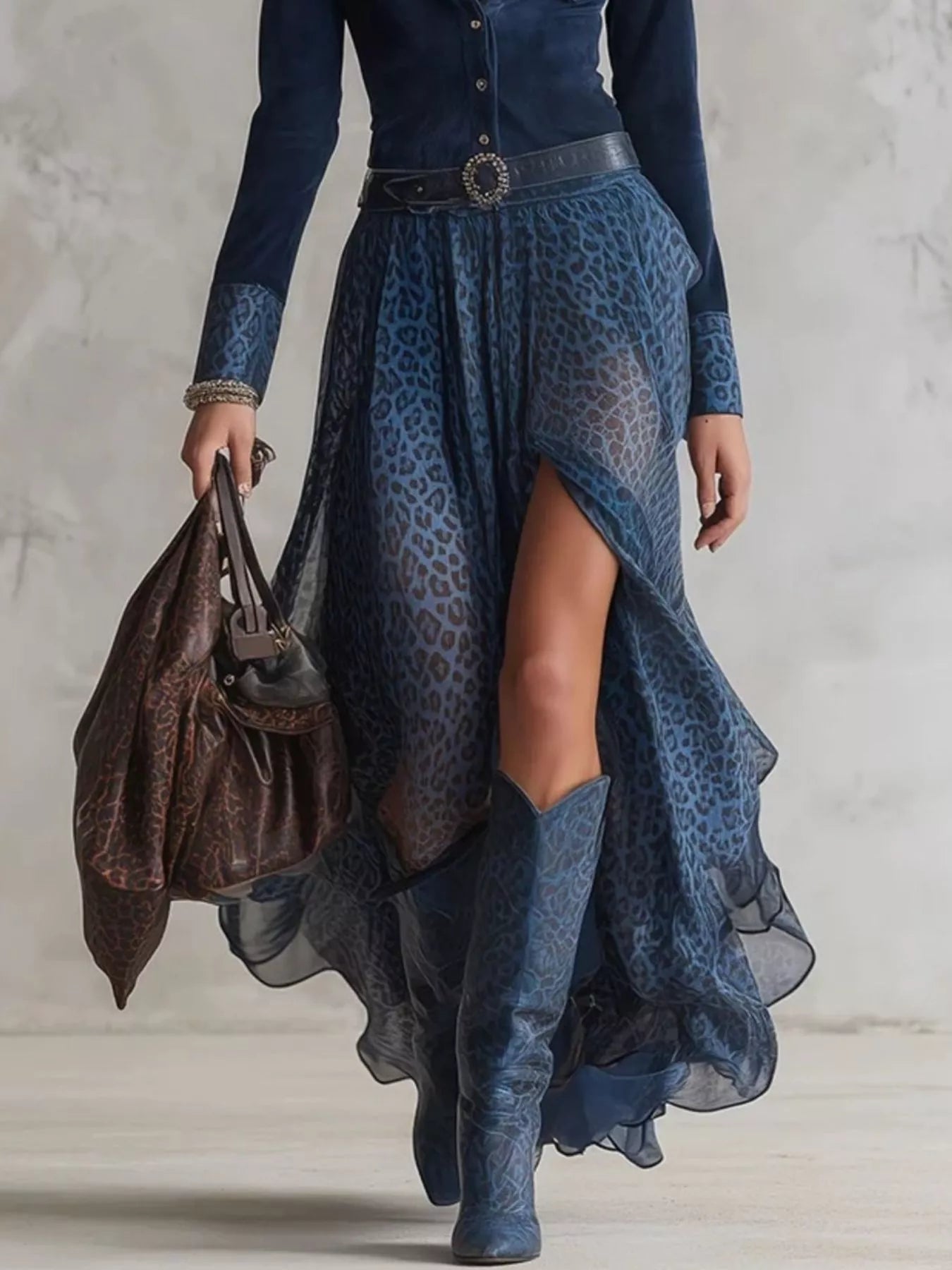 Leopard Button Front Slit Maxi Dress - Flip Flop Dynasty