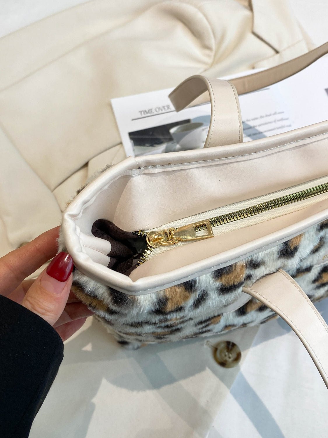 Leopard Faux Fur Tote Bag with Coin Purse - Flip Flop Dynasty