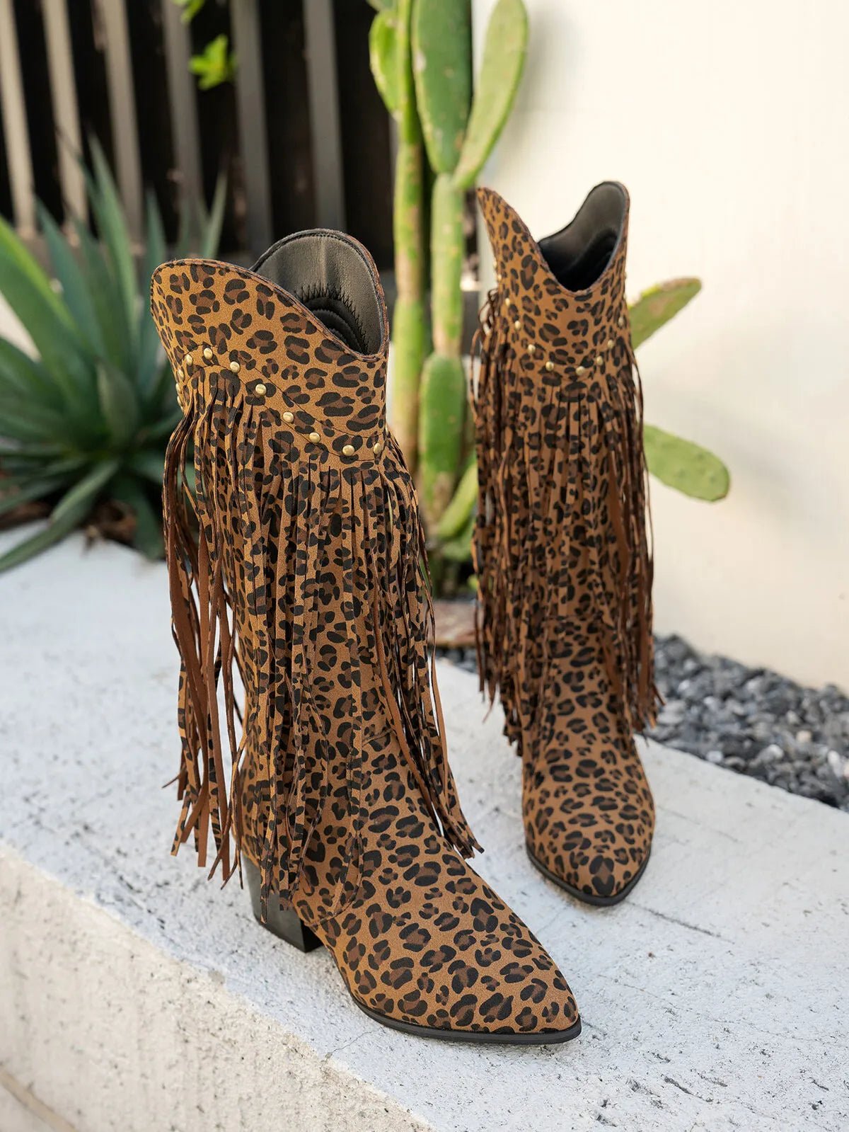 Leopard Fringe Western Boots - Flip Flop Dynasty